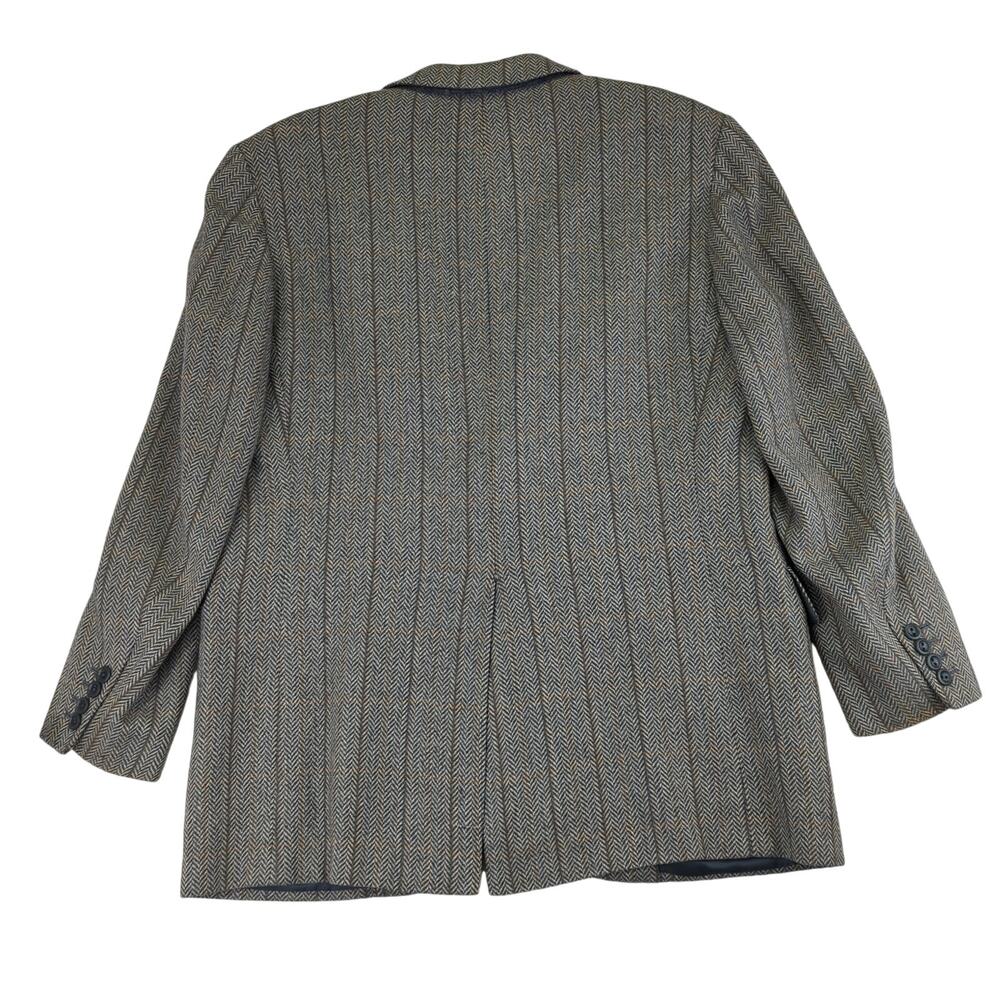 Oxxford Cashmere Chevron Gray‎ Beige Suit Jacket Two Button Sport Coat Men's 43S - Picture 2 of 12